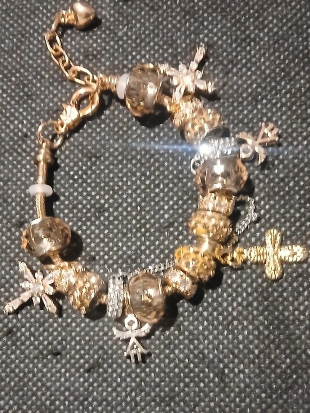 Gold-Tone Charm Bracelet with Crystal Beads - Women Jewelry